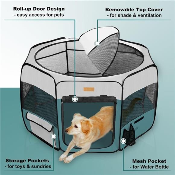 Portable Pet Play Pen for Cat, Puppies, Rabbits, Chickens, Foldable Large - Picture 2 of 7
